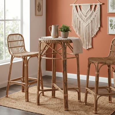 Table en osier marron 59x59x108 cm