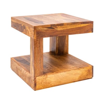 Table basse bois naturel carré 45x40x45