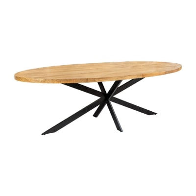 Table ovale en bois massif bois naturel 10 places miroir 240x76x99