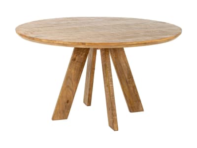 Table ronde en bois massif bois naturel 6 places miroir 120x76x120