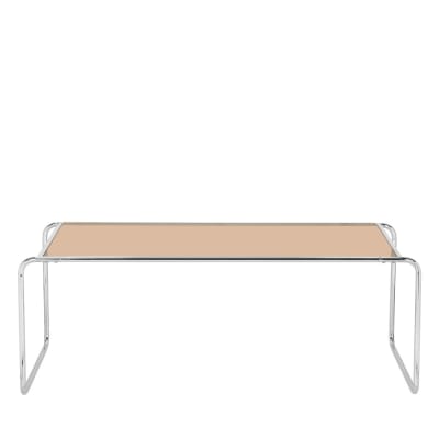 Table basse en verre pieds chrome l110cm - marron