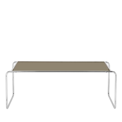 Table basse en verre pieds chrome l110cm - verre fumé