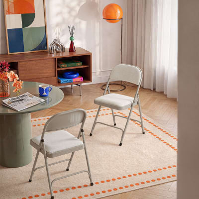 Chaise pliante en acier laqué et tissu - sable