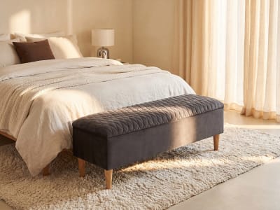 Banc velours gris anthracite