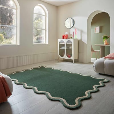 Tapis laine et viscose vert 120x170cm