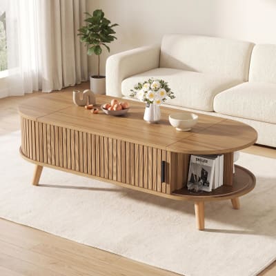 Table basse / canapé relevable avec 5 compartiments de rangement