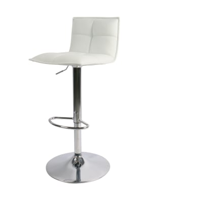 Chaise snack pu blanc et pied piston chromé