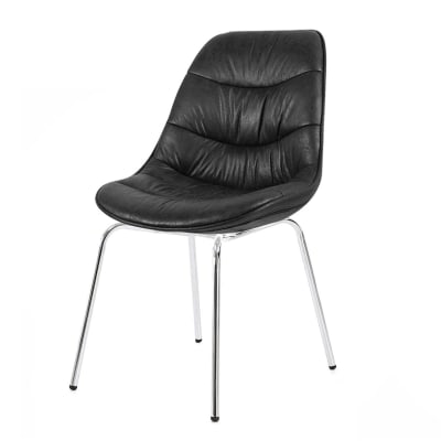Chaise noire pied métal chromé