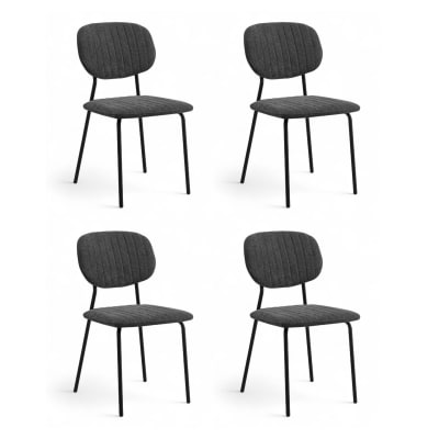 Chaise de table tissu gris foncé - lot de 4