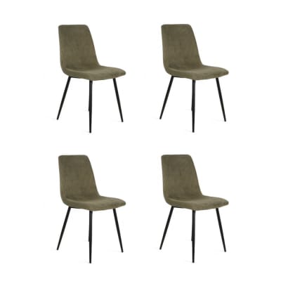 Chaise de table velours côtelé kaki - lot de 4
