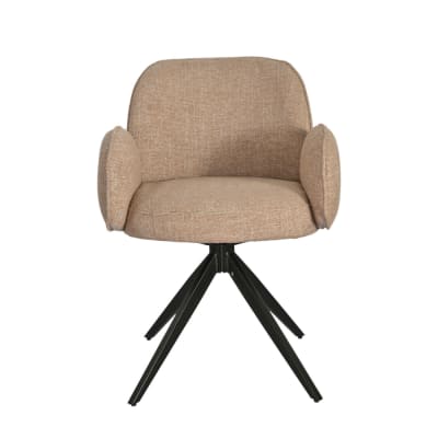 Chaise de table accoudoir tissu camel