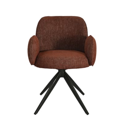 Chaise de table accoudoir tissu bordeaux