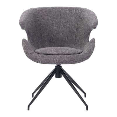 Chaise de table accoudoir tissu gris foncé