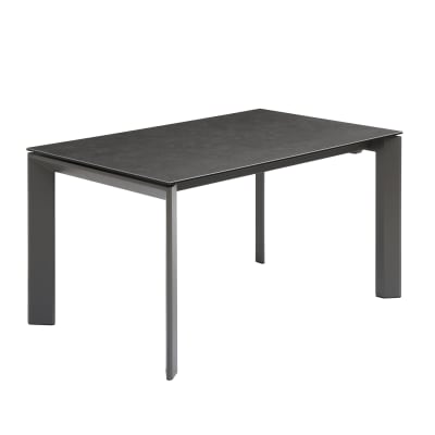 Table repas en céramique noir 140 cm avec allonge