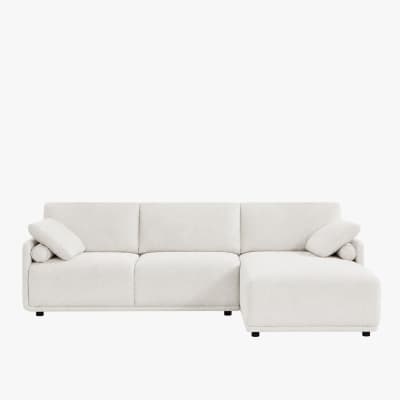 Canapé d'angle en tissu blanc écru - angle droit