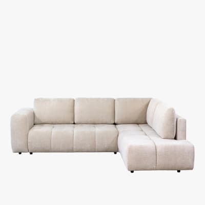 Canapé d'angle convertible en tissu beige - angle droit
