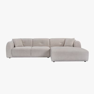 Canapé d'angle en tissu capitonné beige - angle droit