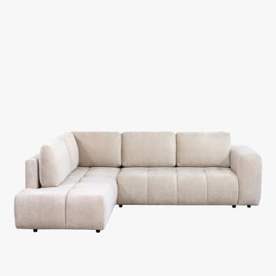 Canapé d'angle convertible en tissu beige - angle gauche