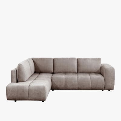 Canapé d'angle convertible en tissu taupe - angle gauche