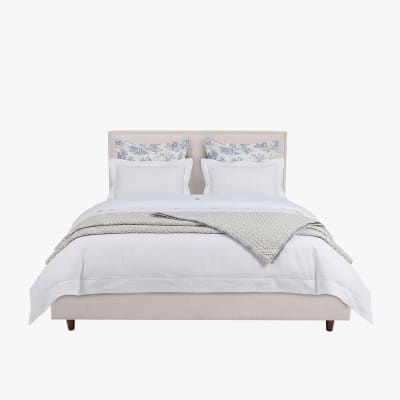 Lit double en tissu avec coffre en tissu beige 140x190 cm