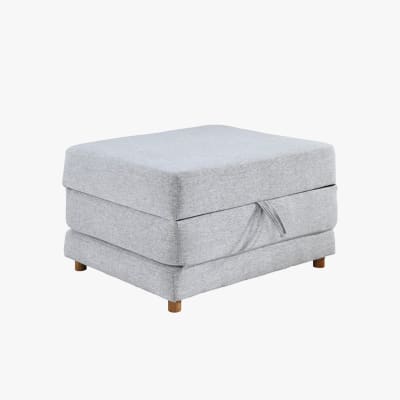 Banquette carrée convertible en tissu gris clair