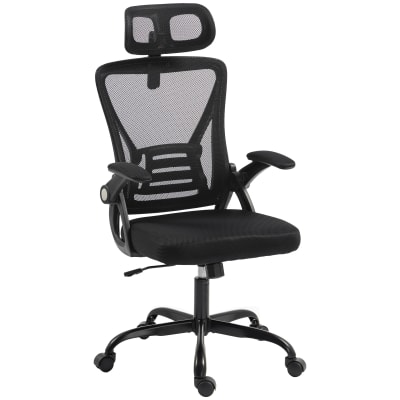 Chaise bureau ergonomique accoudoirs relevables appui-tête maille noir