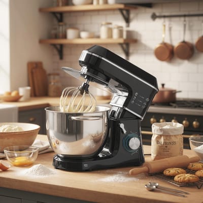 Robot pâtissier 1400 w 7 l 6+p vitesses aluminium et acier noir