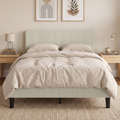 Cadre de lit 140 x 190 cm tête de lit réglable velours côtelé gris