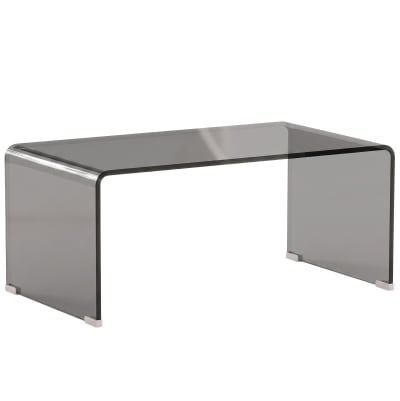 Table basse rectangulaire verre trempé gris clair transparent