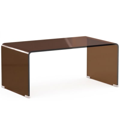Table basse rectangulaire verre trempé marron transparent