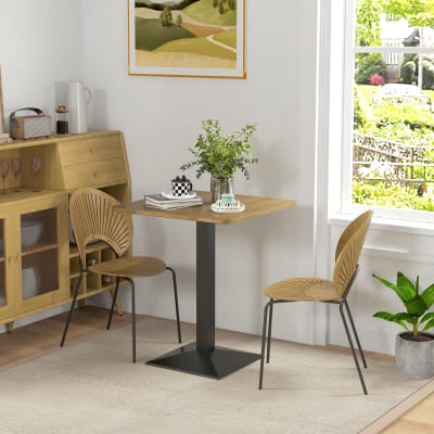Table à manger carrée pour 2 personnes piétement en acier marron foncé