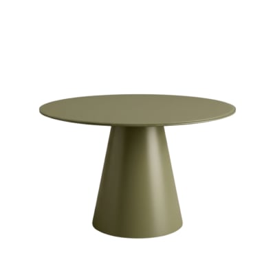 Table ronde fixe verte avec plateau en verre, ø 120x76 cm, h.