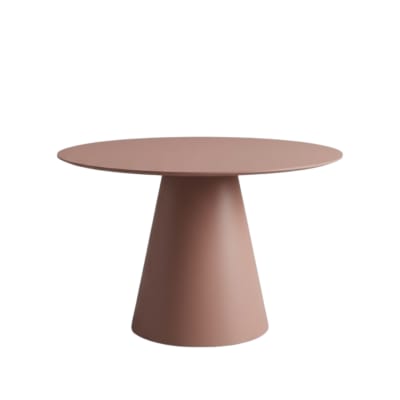 Table ronde fixe couleur rouille avec plateau en verre, ø 120 x 76 cm