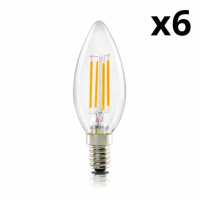 Ampoule verre transparent 4x10cm e14 2700k lot de 6