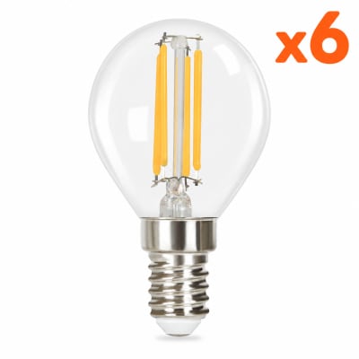 Ampoule verre transparent 5.5x24cm e14 2700k lot de 6