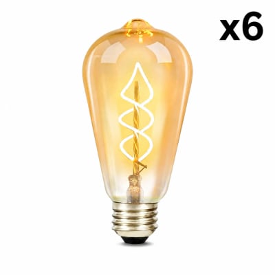 Ampoule verre marron 6x14cm e27 2700k lot de 6