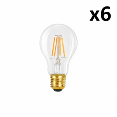 Ampoule verre transparent 6x10cm e27 2700k lot de 6