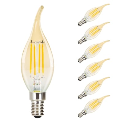 Ampoule verre marron 4x11cm e14 2700k pack de 6
