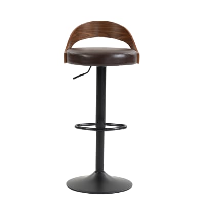 Lot de 2 tabourets de bar réglables en simili cuir marron