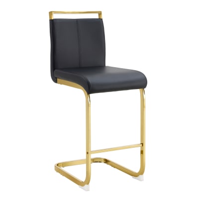 Lot de 2 tabourets de bar en simili cuir noir