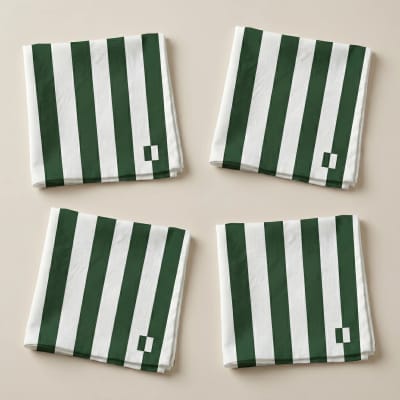 Serviettes de table 100 % coton (x4) vert et blanc 43x43 cm