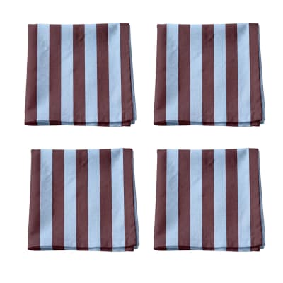 Serviettes de table 100 % coton (x4) grenat et bleu 43x43 cm