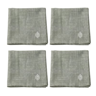 Serviettes de table 100 % coton (x4) vert 43x43 cm