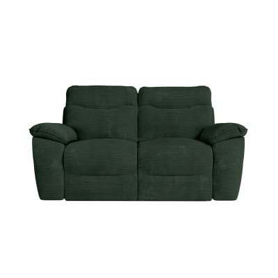 Canapé relax manuel 2 places et fauteuil, velours côtelé - vert foncé