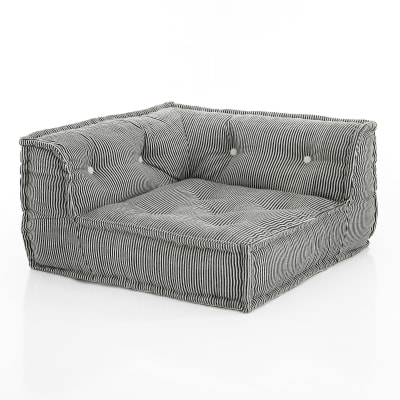 Canapé d’angle modulable coton à lignes 40x80x80 cm