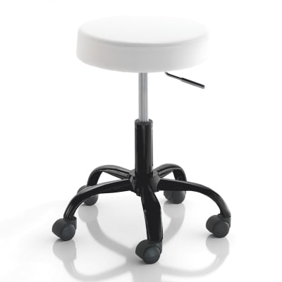 Tabouret pivotant réglable simili cuir blanc ø50 h46/60 cm