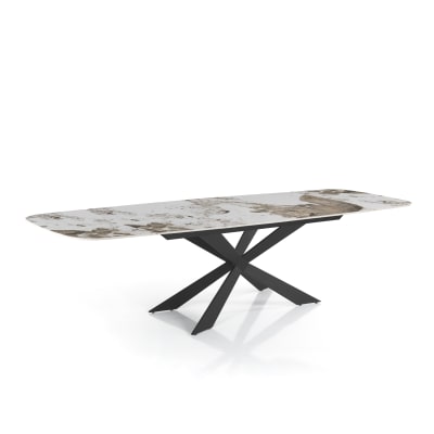 Table extensible ovale céramique/acier onyx-noir 75,5x80x120-180