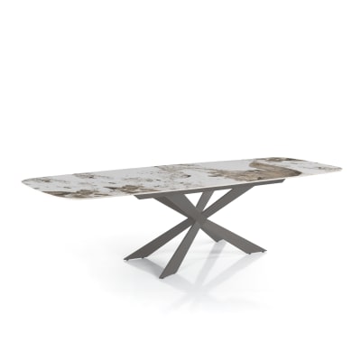 Table extensible céramique/acier onyx-platine 75,5x80x120-180 cm