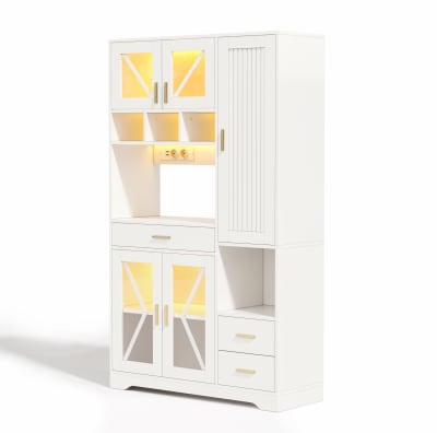 Buffet de cuisine en panneau de particules avec led blanc105x40x185 cm