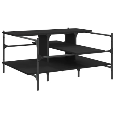 Table basse bois transformé noir  100 x 100 x 48,5 cm